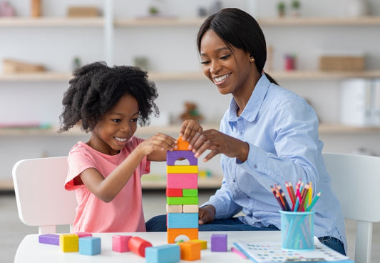therapist assessing cognitive flexibility in a young child
