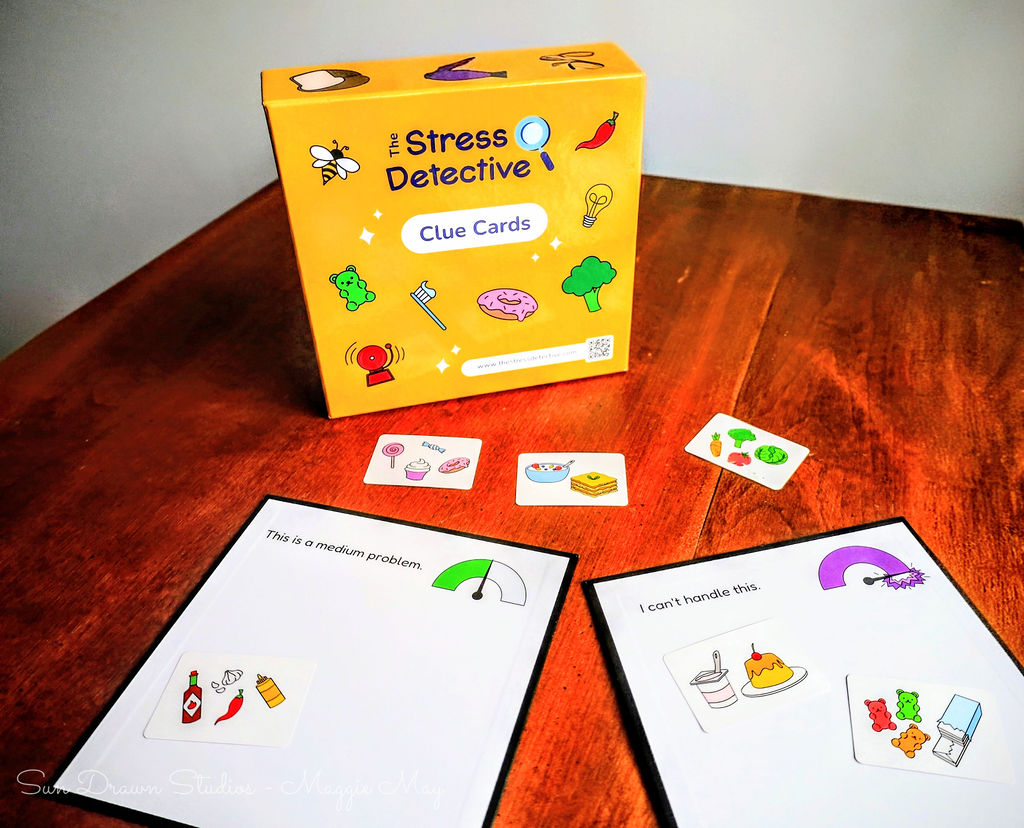 TheStressDetective Clue Cards box and boards